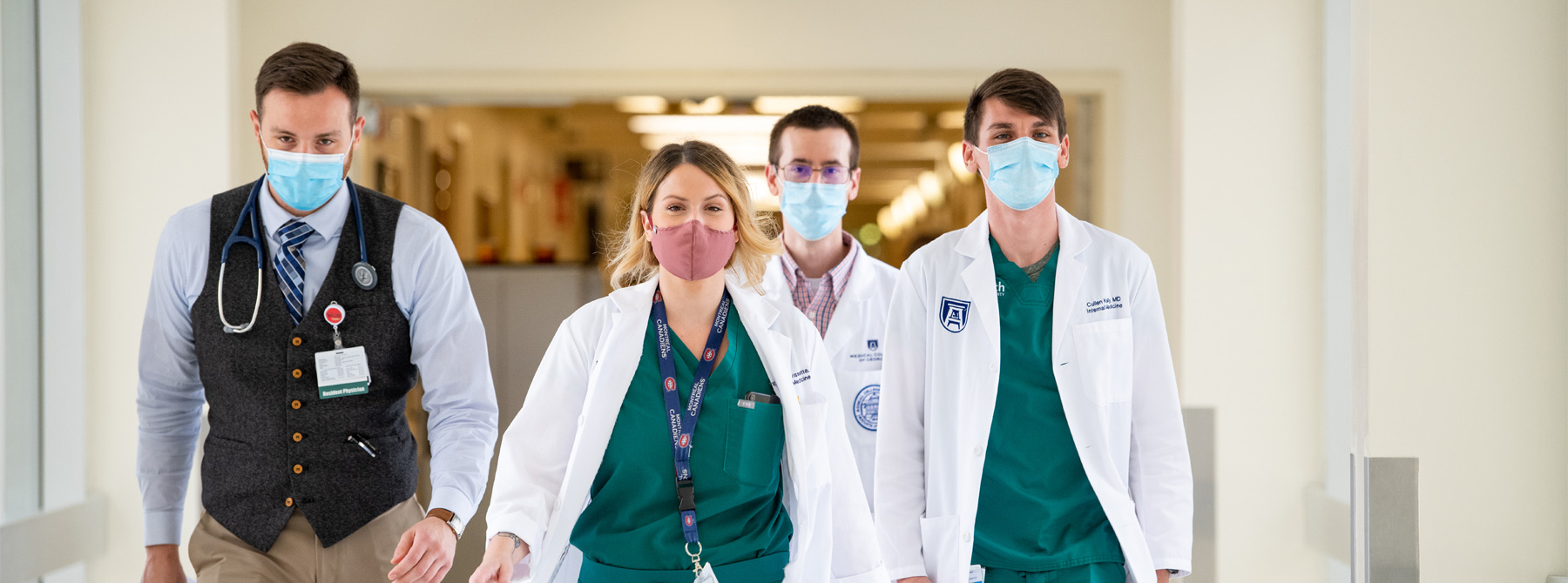 Medical students wearing masks